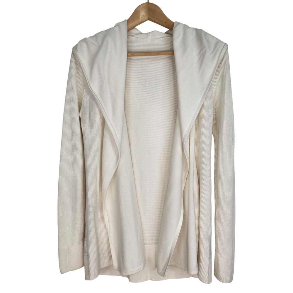 Lululemon Hooded Sundown Sweater Wrap Antique White‎ Cashlu Thumbholes W4AUSS